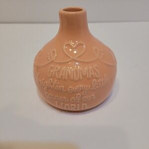 Hallmark Ceramic Vase "Grandma's Brighten Every Little Corner Of Are World" Pink